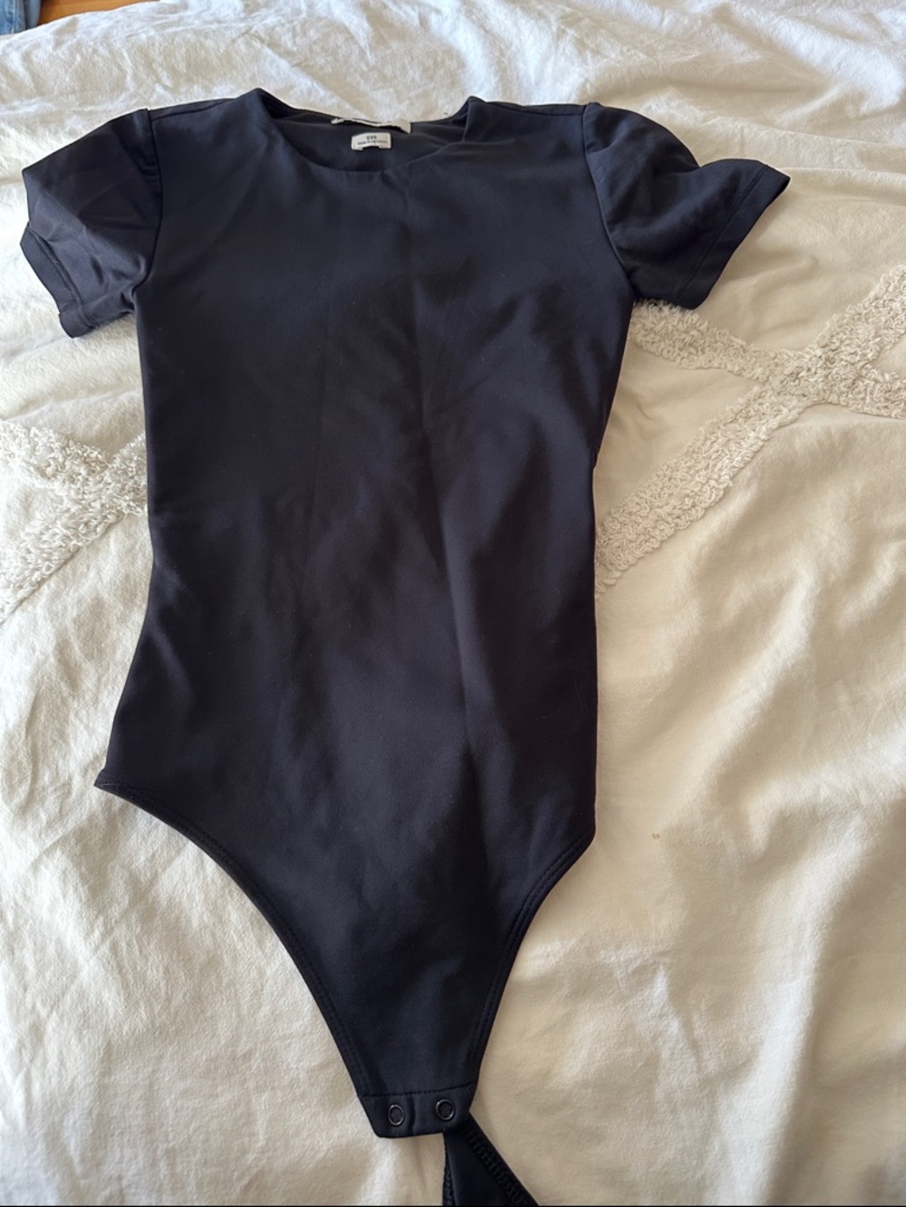 Aritzia Black Short-Sleeve Scoop-Neck Bodysuit